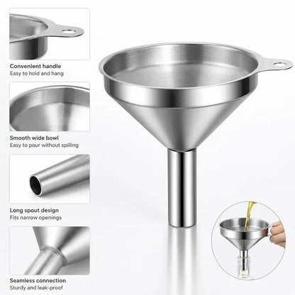 Unnel for Filling Bottles, 5 Inch Food Grade Stainless Steel Kitchen Funnel with 200 Mesh Filter Strainer ✨