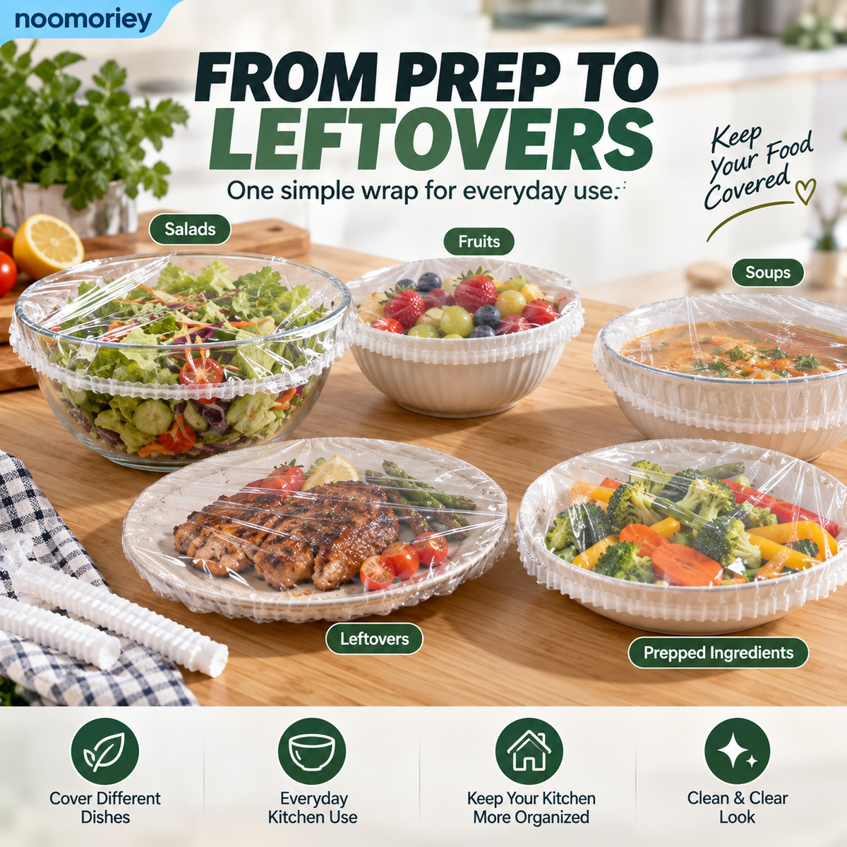 🍽️✨  Clear Food Wrap for Bowls & Plates
