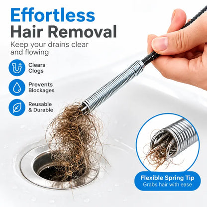 Drain Snake, Drain Clog Remover, 4 Claws Efficient Dredging Steel Wire Drain Hair Cleaner Tool  🚰
