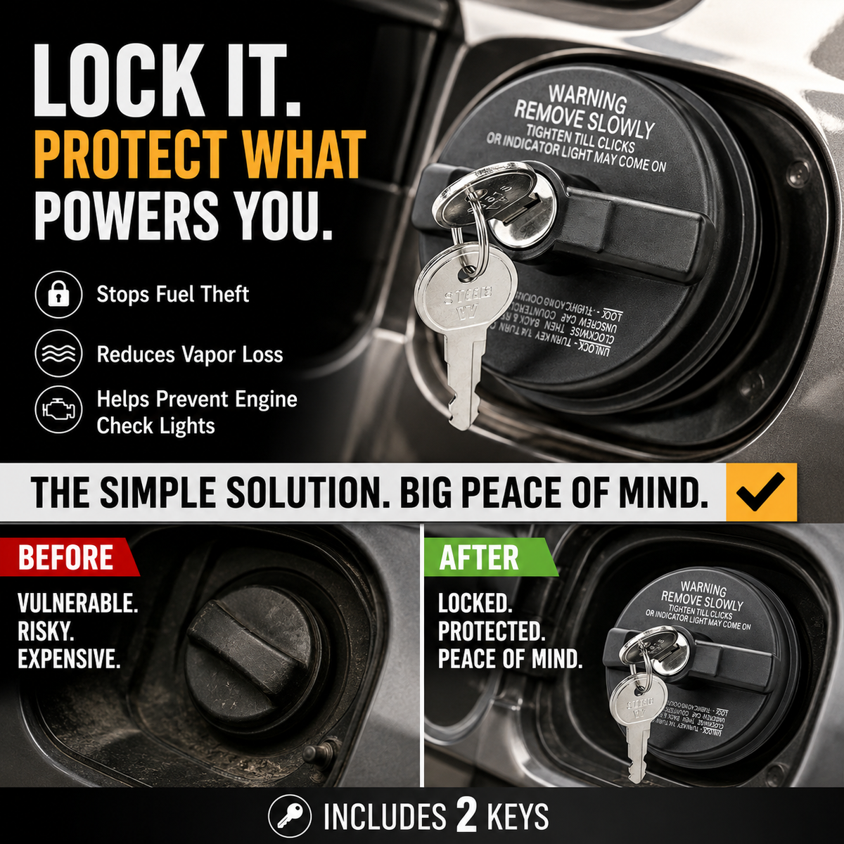 🔒 Locking Fuel Tank Cap – Added Security for Your Vehicle
