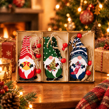 Hand‑Finished Christmas Gnome Wooden Tree Ornaments | Farmhouse Xmas Hanging Decor for Holiday Gifting