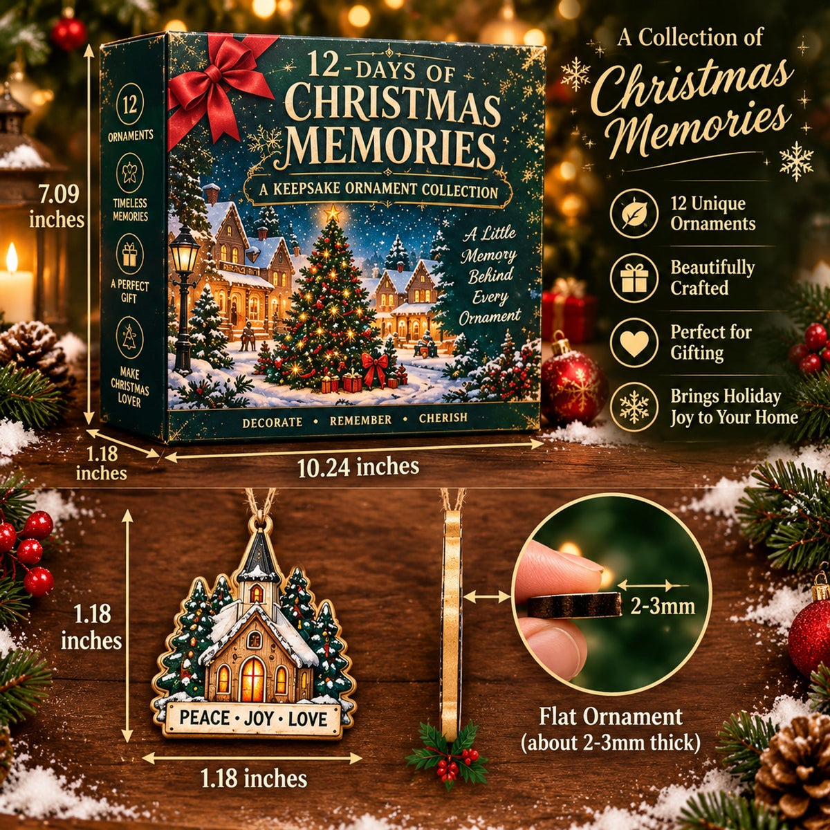 🎄12‑Day Christmas Memories Ornament Set ✨A Story Behind Every Ornament