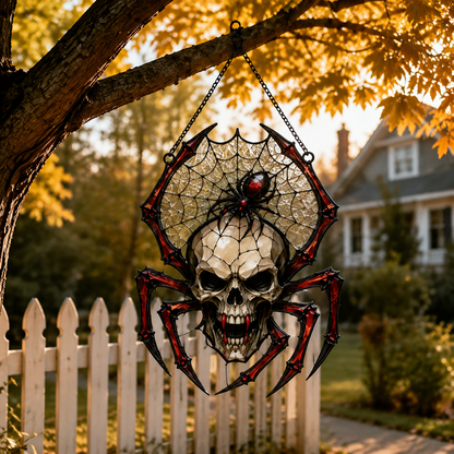 ✨Painted Skull and Spider Web Hanging Ornament