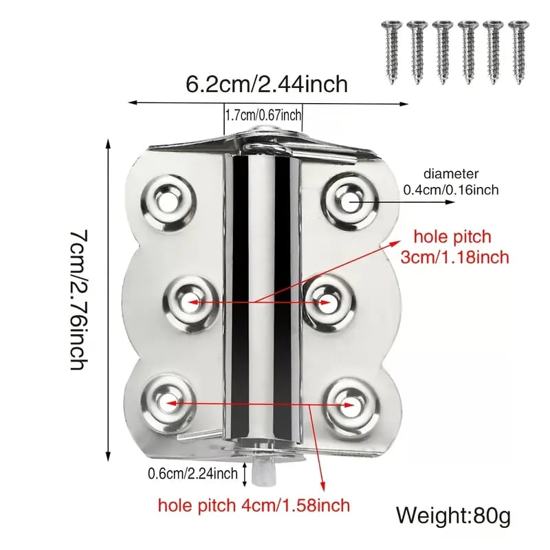 4 Pcs Spring Loaded Hinges Stainless Steel Self Closing Screen Door Hinges