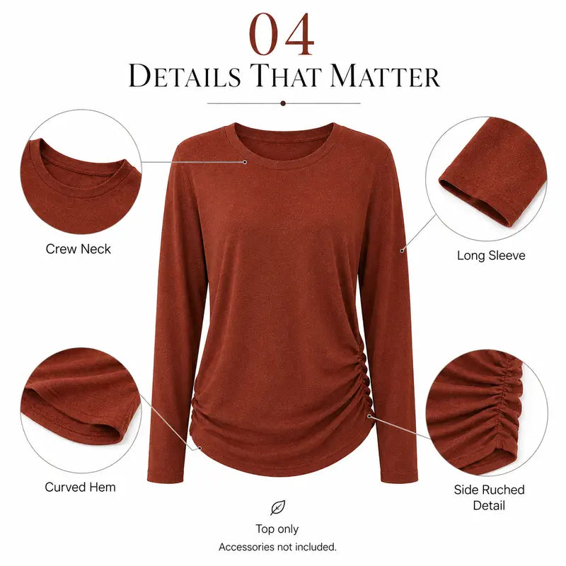 womens long sleeve shirts ruched hem fall tops lightweight sweaters landing 07