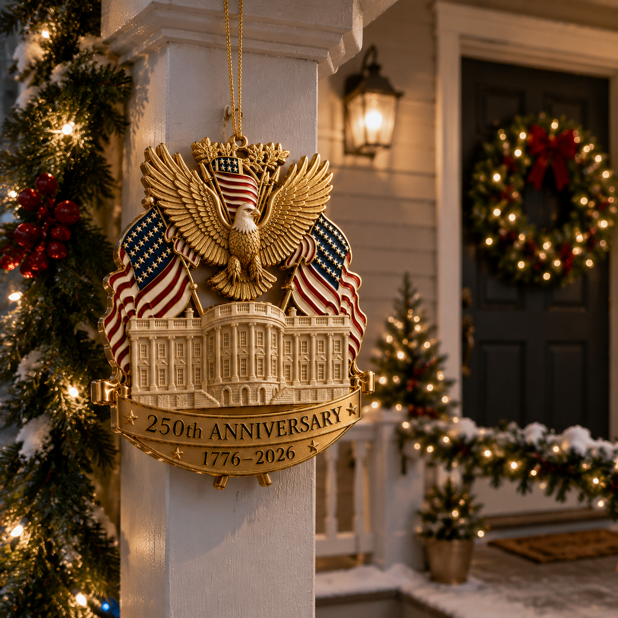 ✨250th Anniversary Gold Eagle White House Christmas Tree Ornament