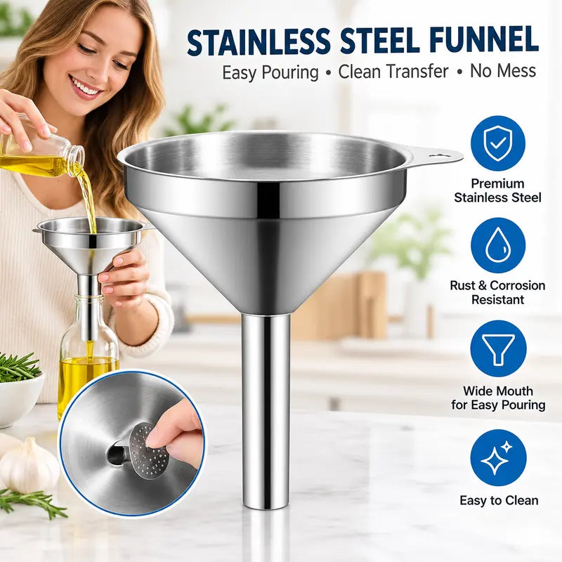 unnel for filling bottles 5 inch food grade stainless steel kitchen funnel with 200 mesh filter strainer landing 05