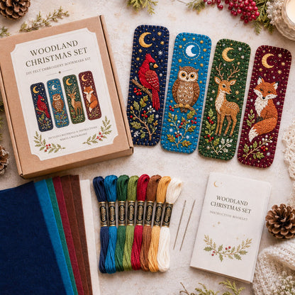 🎄 DIY Felt Embroidery Bookmark Kit(4PCS)