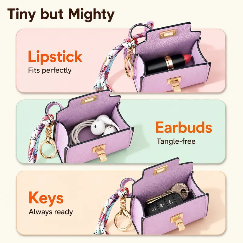 4pcs mini square bag pendant keychain high quality leather with colorful strap landing 07