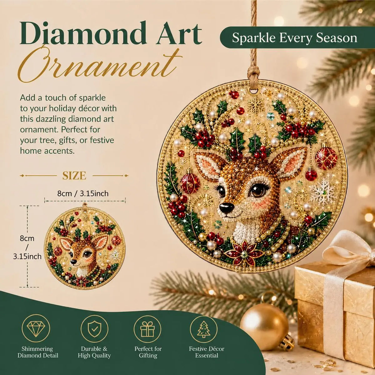 6Pcs/12Pcs Christmas DIY Diamond Painting Ornaments Kit, Xmas Tree Hanging Pendant 🎄
