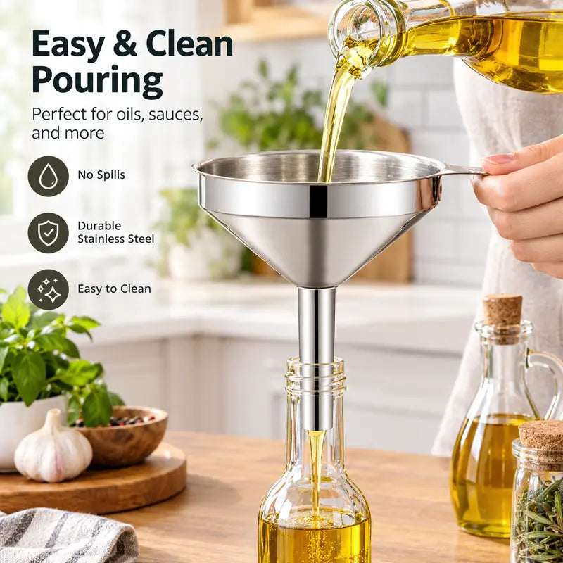 Unnel for Filling Bottles, 5 Inch Food Grade Stainless Steel Kitchen Funnel with 200 Mesh Filter Strainer ✨