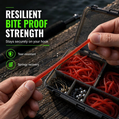 📢📢Simulation Earthworm Soft Fishing Lures Shrimp Scented Artificial Worm Baits for Freshwater and Saltwater Pack of 50 or 100
