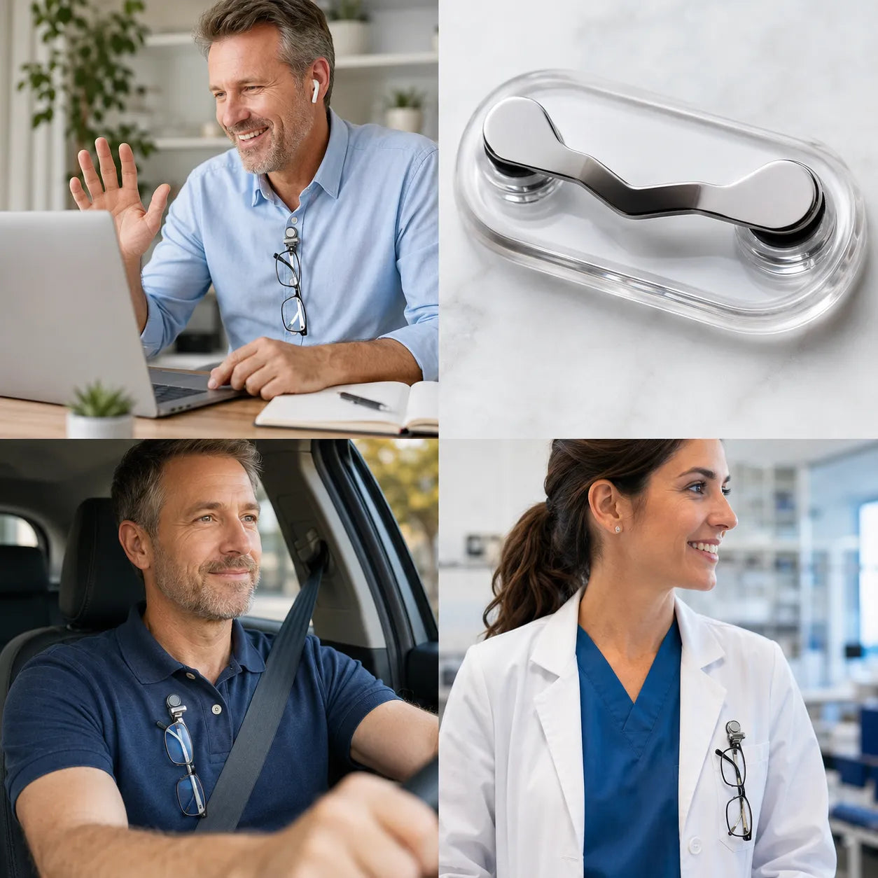🎁50K+ SOLD! Almost Gone🎉🧲No Damage Clothing Magnetic Glasses Holder(3pcs)