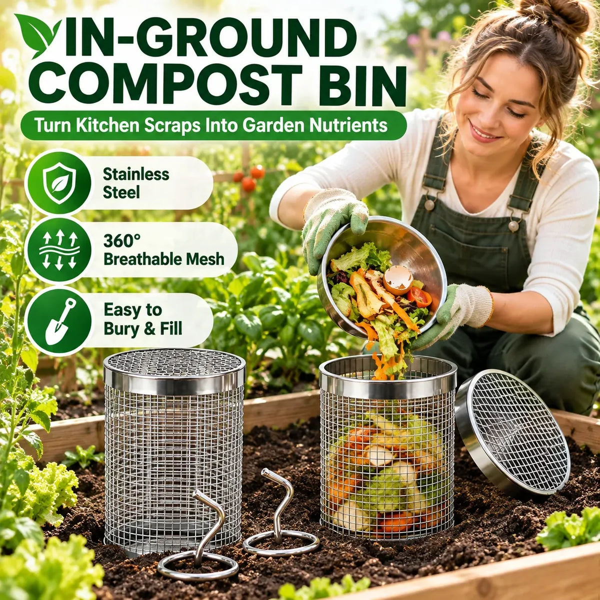 Stainless Steel Worm Composting Tube for Gardens