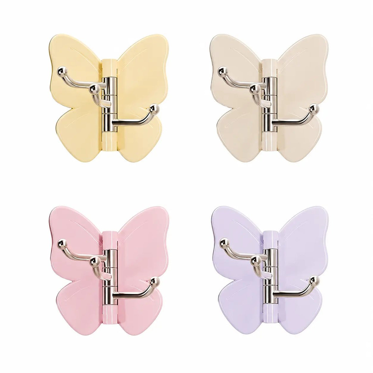 6-Pack Rotating Butterfly Adhesive Wall Hooks – No-Drill Towel & Key Organizer