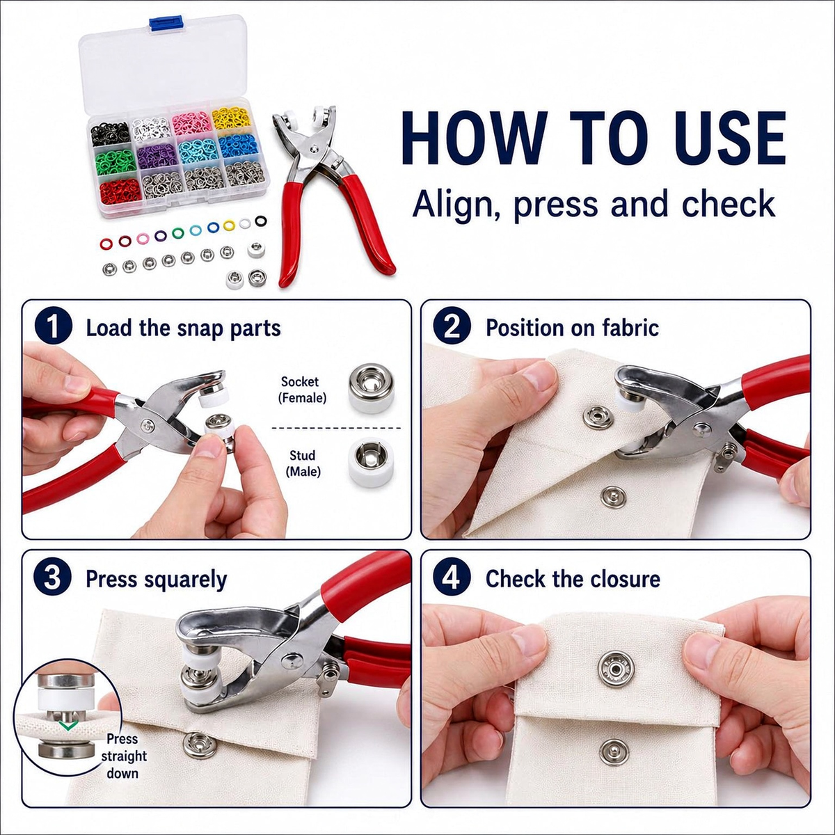 Including 100pcs Invisible Colored Metal Buckle & 1 Count Manual Pressure Pliers 🔧
