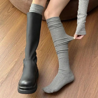 🧦 Women’s Slouchy Knee-High Socks – Soft French Terry Boot Socks