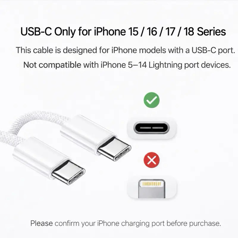 20W Super Fast USB-C Charger with 1M / 2M Type-C to C Cable Kit
