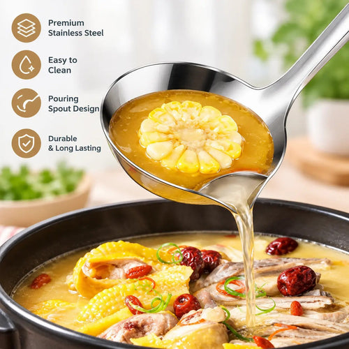 Stainless Steel Oil Separator Ladle - Mirror Polished, Ergonomic Handle Kitchen Gadget 🥣