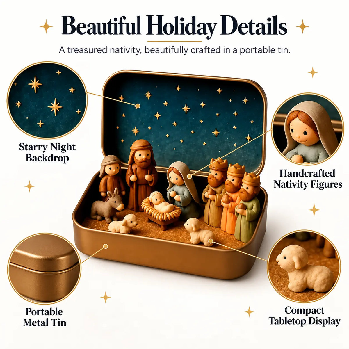 religious pocket size mini nativity scene set with storage box landing 07