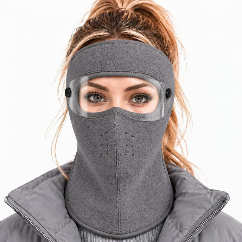 Winter Face Mask with Detachable Goggles, Windproof Thermal Fleece Lined Full Face Cover 🥽
