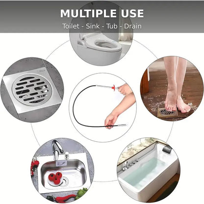 Drain Snake, Drain Clog Remover, 4 Claws Efficient Dredging Steel Wire Drain Hair Cleaner Tool  🚰