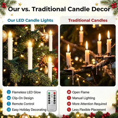 Realistic Flickering Flameless Clip Candles – LED Candle Lights with Remote Control
