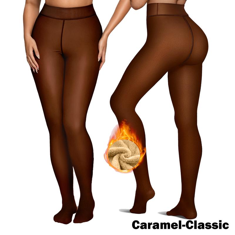 Women Fleece Lined Tights Body Slimming Leggings Sheer Fake Translucent 🖤