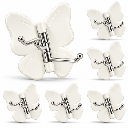 6-Pack Rotating Butterfly Adhesive Wall Hooks – No-Drill Towel & Key Organizer