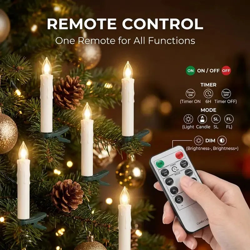 Realistic Flickering Flameless Clip Candles – LED Candle Lights with Remote Control