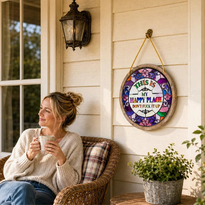 🔥 LAST DAY 49% OFF – 🌈Happy Place Hanging Suncatcher | Sunlight-Catching Quote Decor for Windows, Porches, Patios & Gifts ✨