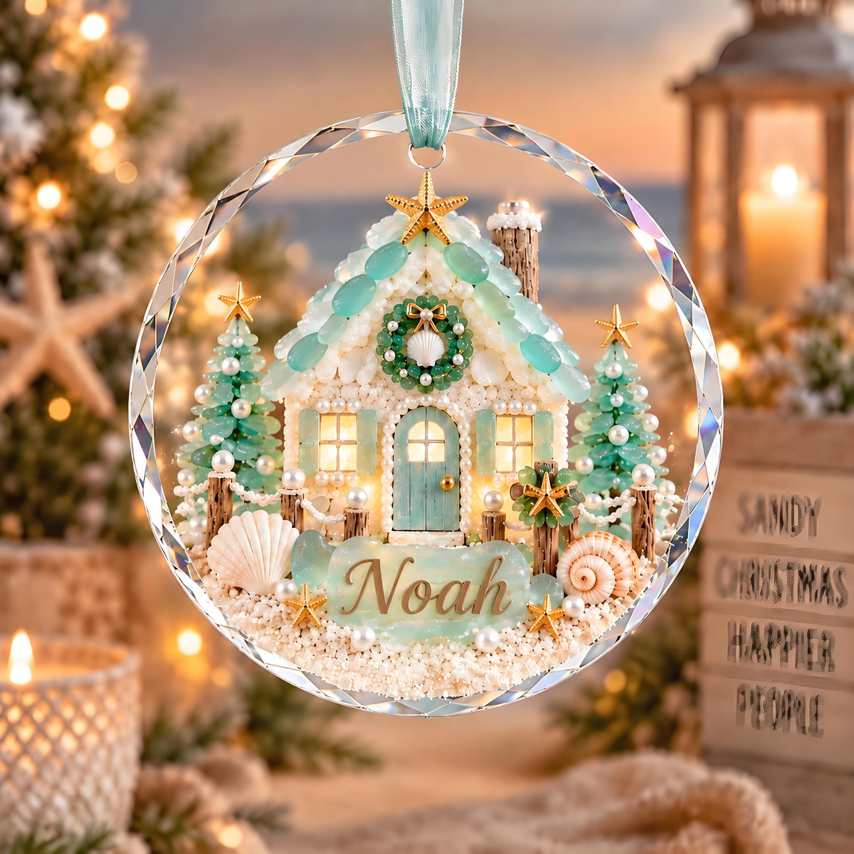 🎄✨Personalized Coastal Beach Christmas Ornament