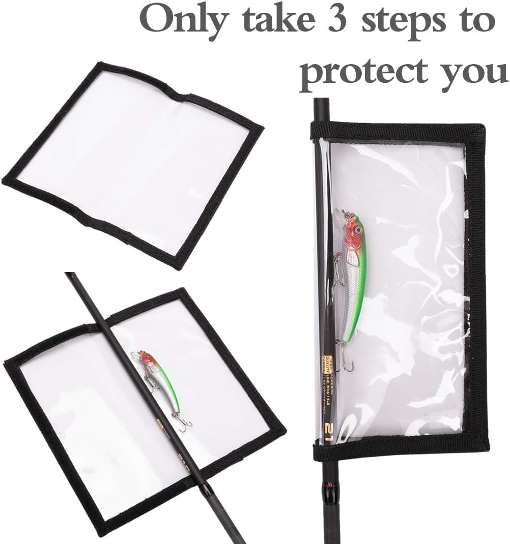 fishing lure wraps 10 packs durable clear pvc lure covers keeps fishing safe easily see lures fishing hook covers bait storage 5 large 4 3 w x 7 9 l 5 medium 3 9 w x 7 1 l 10pcs 5l 5m b08bj4w8rw landing 07