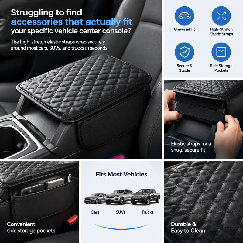 multifunctional car armrest box cushion with built in storage bag landing 08