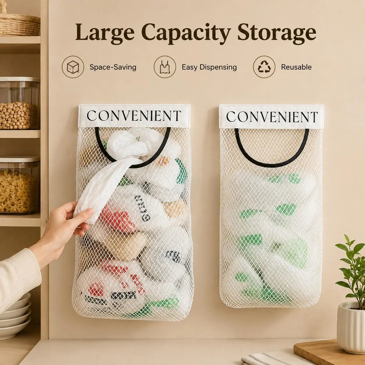 grocery garbage bag holder trash bag dispenser sticky wall mounted mesh landing 07