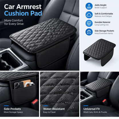 Multifunctional Car Armrest Box Cushion with Built-in Storage Bag🚙