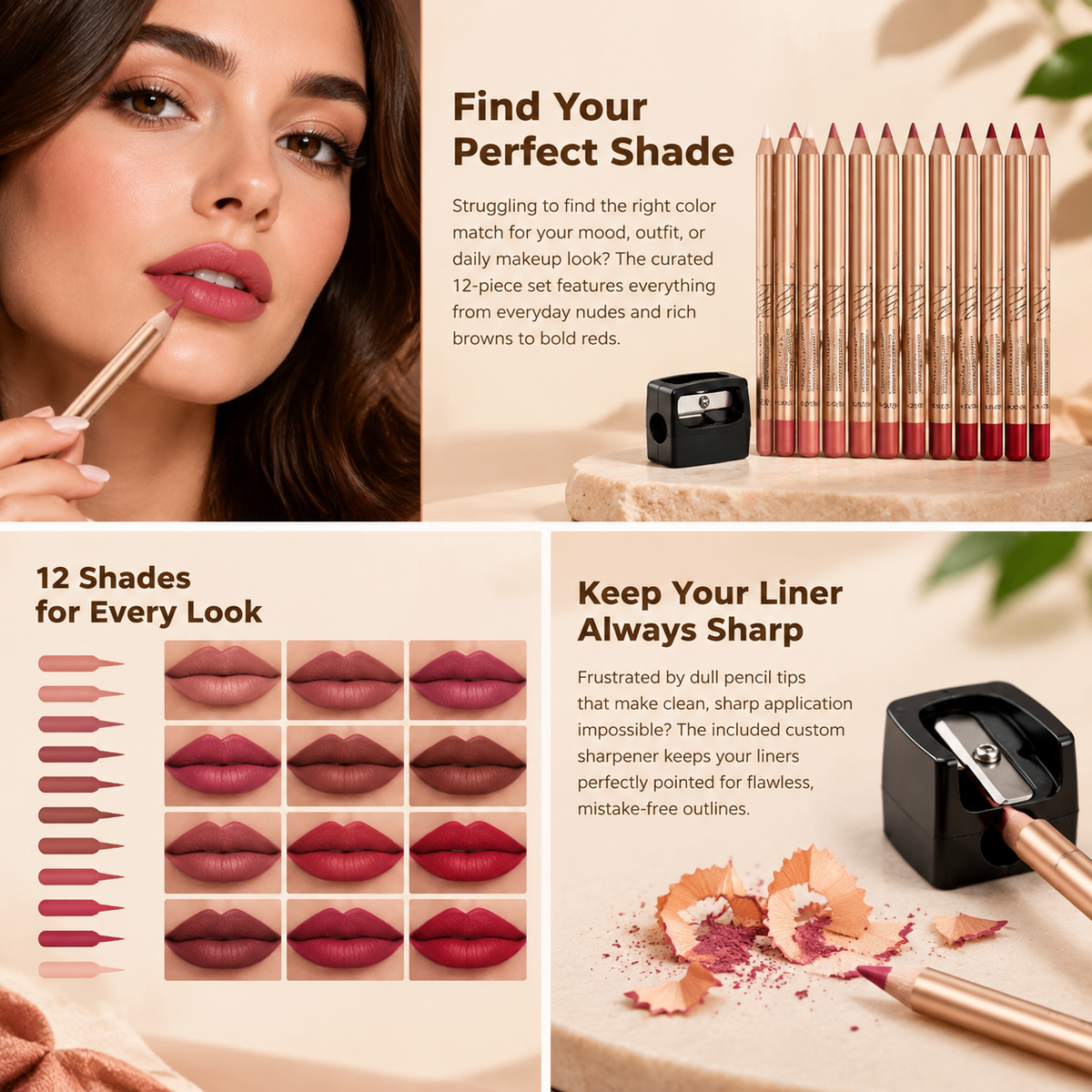 12 pcs matte lip liner set with sharpener blendable lip pencil landing 05