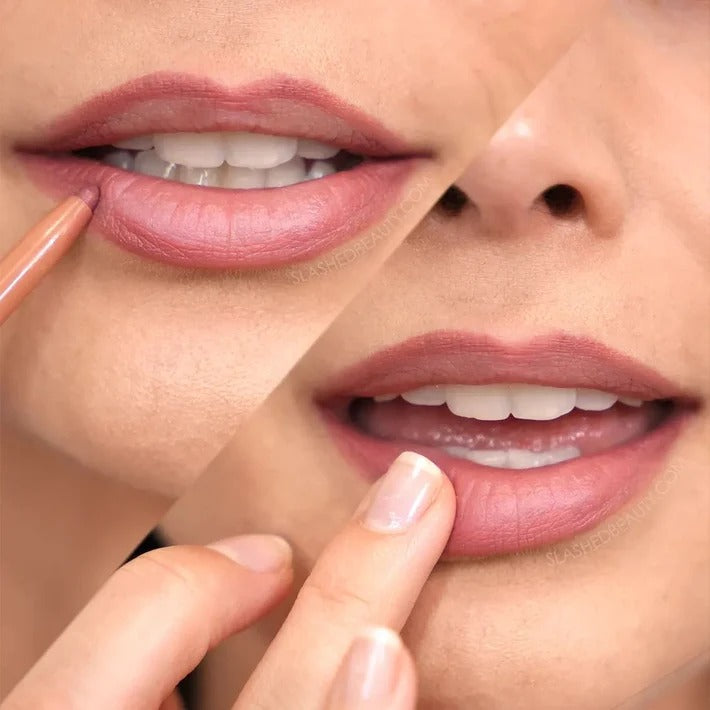 Customer wearing lip liner