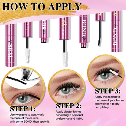 2 in 1 Bond & Seal Eyelash Adhesive, Black/White Waterproof Gentle Lightweight Strong Hold Glue🖤🤍