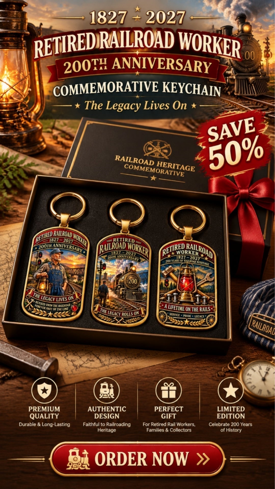 retired railroad worker anniversary commemorative keychain landing 02