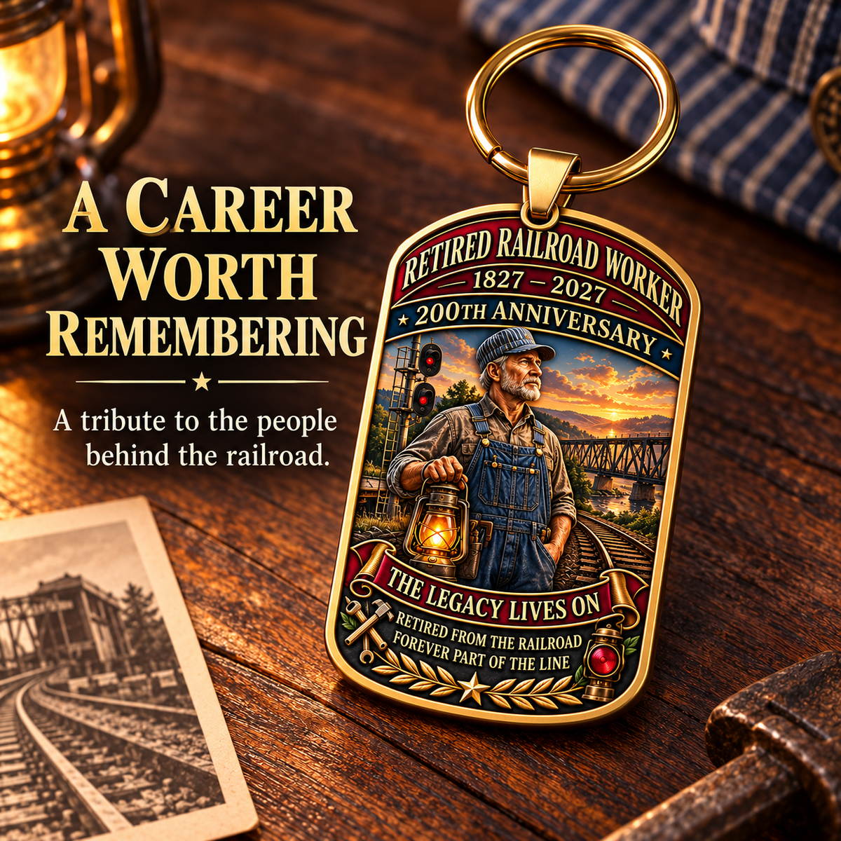 🚂1827–2027 Retired Railroad Worker 200th Anniversary Commemorative Keychain – The Legacy Lives On