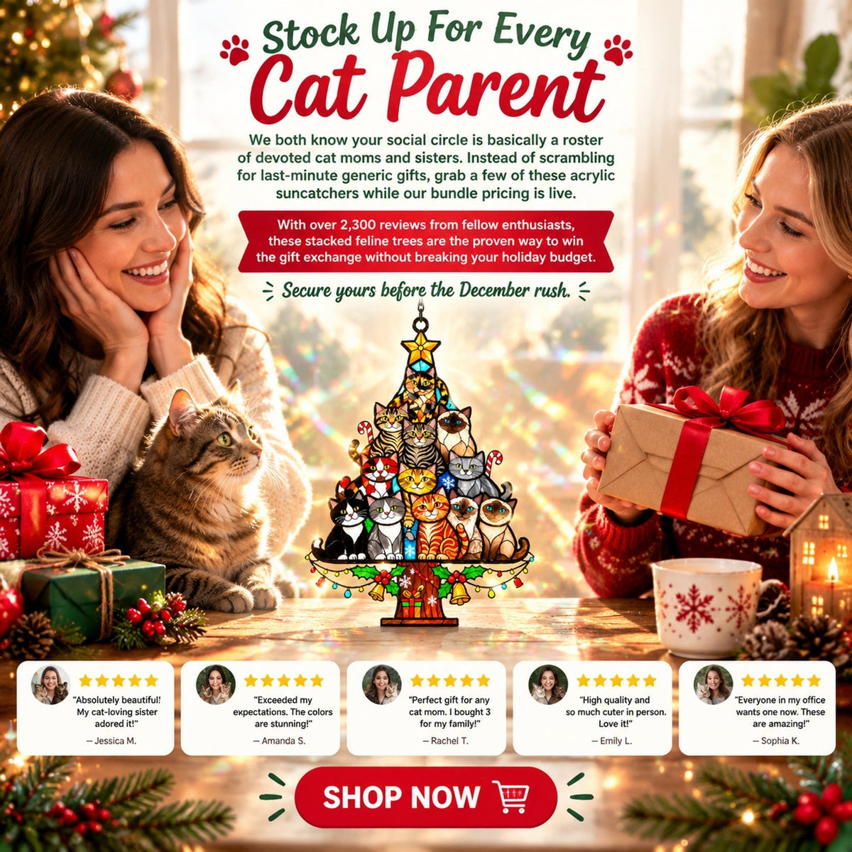 cat christmas tree suncatcher a purr fect gift for cat lovers landing 09