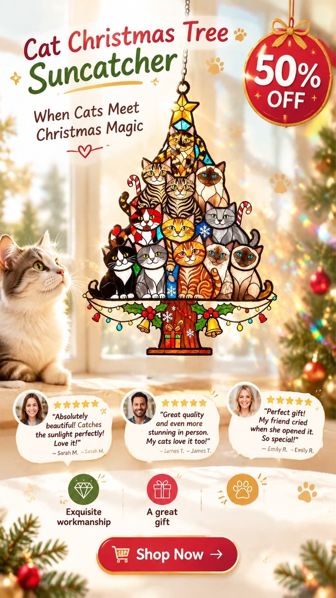 cat christmas tree suncatcher a purr fect gift for cat lovers landing 02