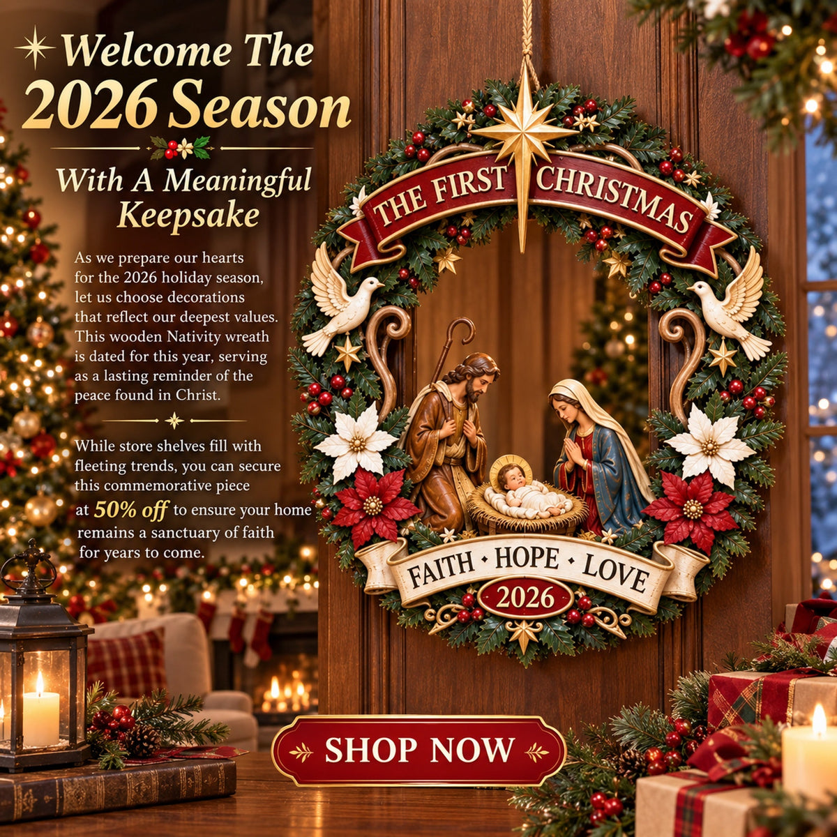 the first christmas nativity wooden door wreath landing 09
