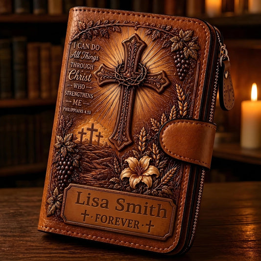 Personalized Christian Wallet – Custom Name Faith Wallet with Bible Verse