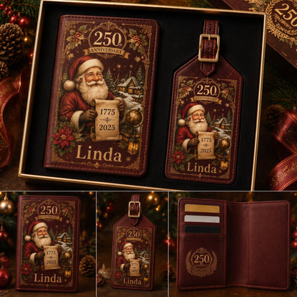 Personalized 250th Anniversary Christmas Travel Wallet & Luggage Tag Set