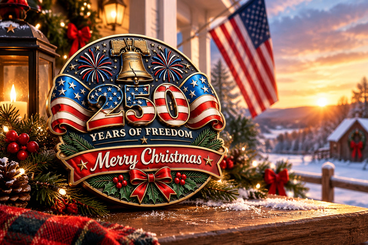 christmas amp 250th anniversary metal car decal landing 04