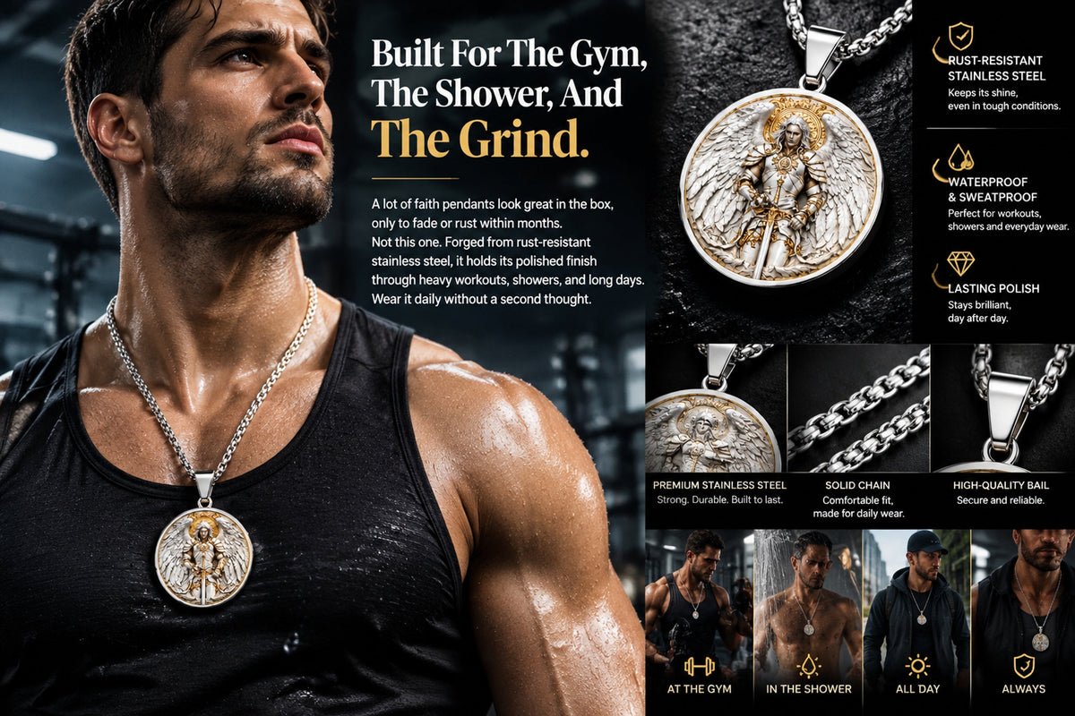men s angel warrior pendant necklace landing 05
