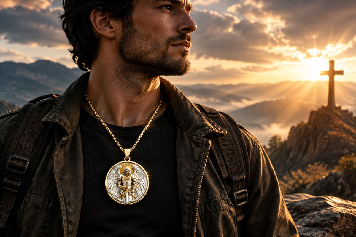 men s angel warrior pendant necklace landing 04