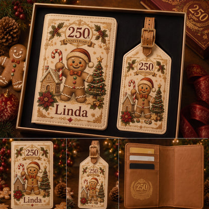 Personalized 250th Anniversary Christmas Travel Wallet & Luggage Tag Set